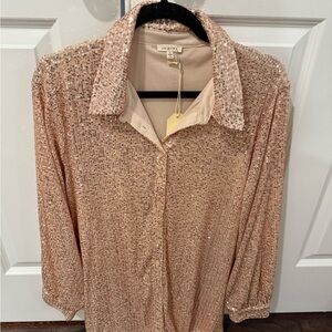 Jodifl Women's Sequin Shirt Dress- Gold